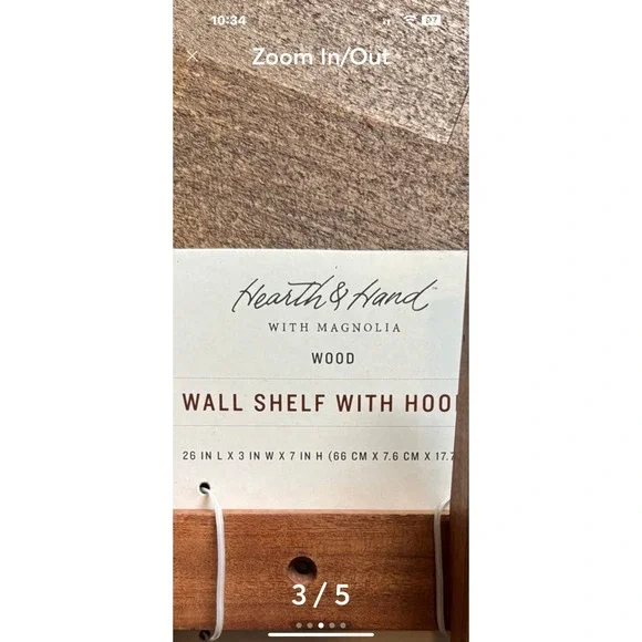 Hearth & Hand with Magnolia Wood Brass Hook Wall Coat Rack Mid Century Style - Picture 6 of 6